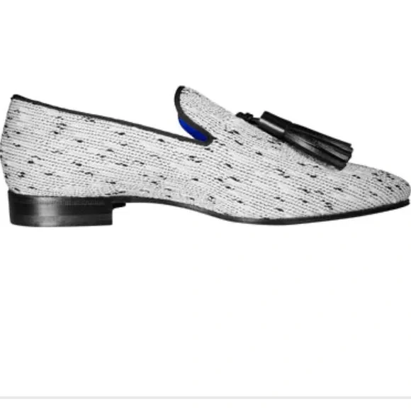 WHITE TWEED LEGARE TASSEL LOAFER: